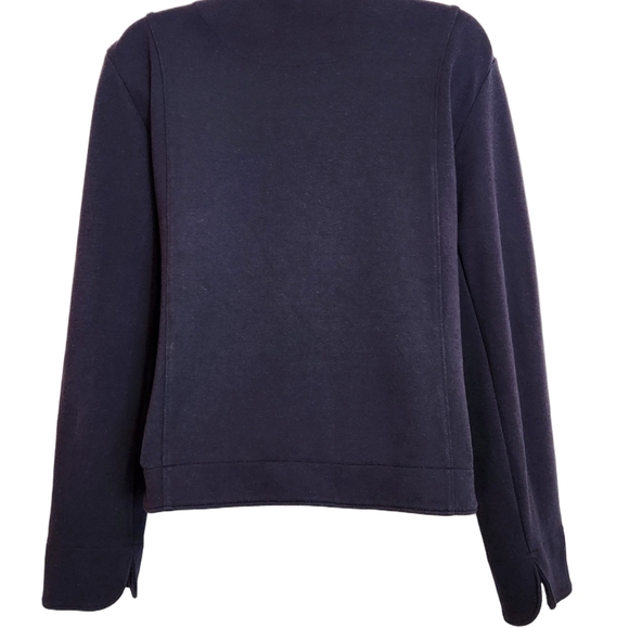 Coldwater Creek Knit Blazer Jacket Navy Blue Petite Large - Picture 5 of 9